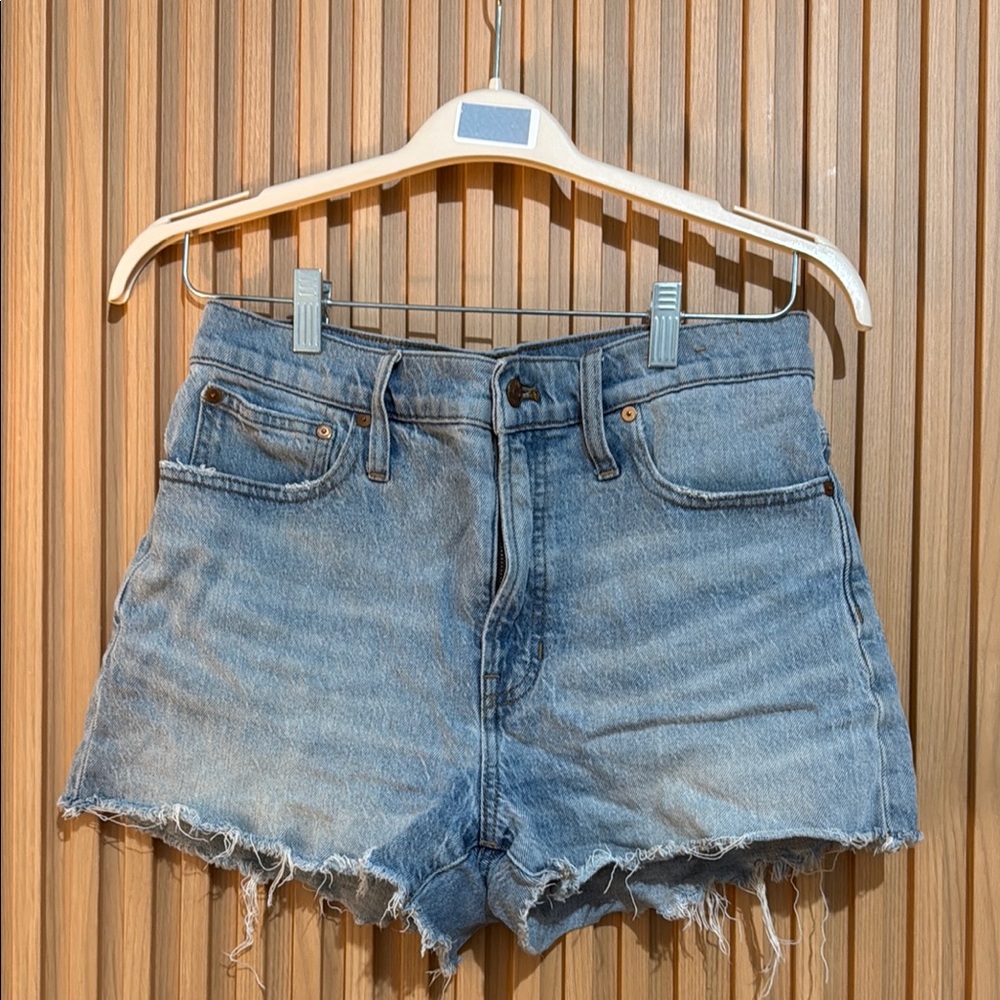 Madewell Blue Distressed Jean Shorts Cut-Off Style
